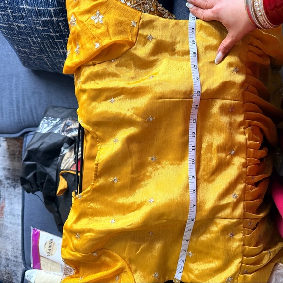 Ethnic Indian Wear Mustard Yellow Long Sleeve Anarkali Dress Set - Picture 14 of 15